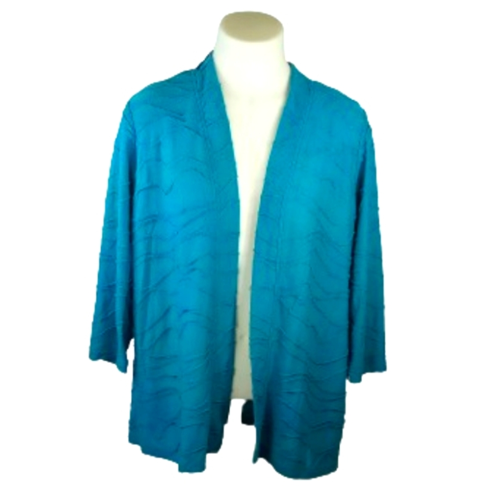 JM Collection Blue Cardigan Sz PXL